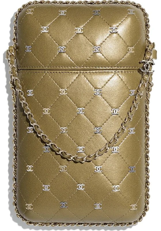 CHANEL CC QUILTED DIAMOND BAG/PHONE CASE WITH CHAIN