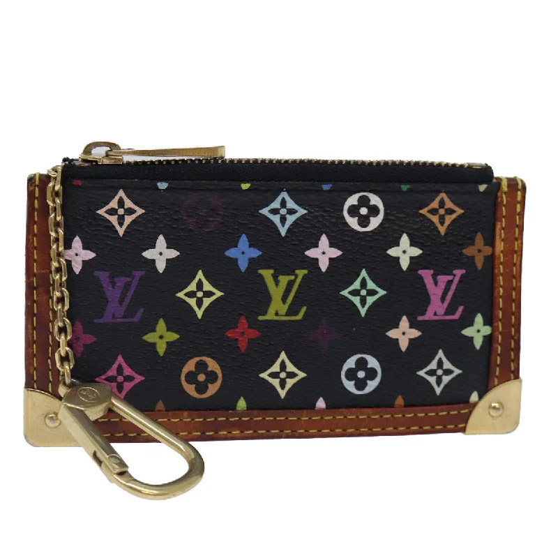 LOUIS VUITTON Monogram Multicolor Pochette Cles Purse Black M92654 LV Auth 87691